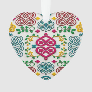 Adorno Vibrante corazón celta y sinfonía floral de nudos
