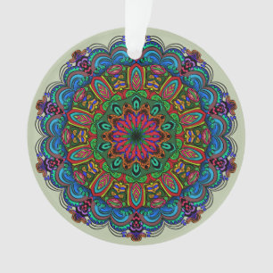 Adorno Vibrante Mandala Patrón floral y geométrico