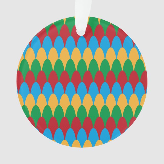 Adorno Vieiras amarillas verdes y geométricas rojas y azu (Anverso)