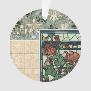 Adorno Vintage Art Nouveau, flores de aquilegia de Columb