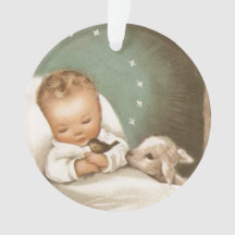 Vintage Christmas Baby Jesus con cordero
