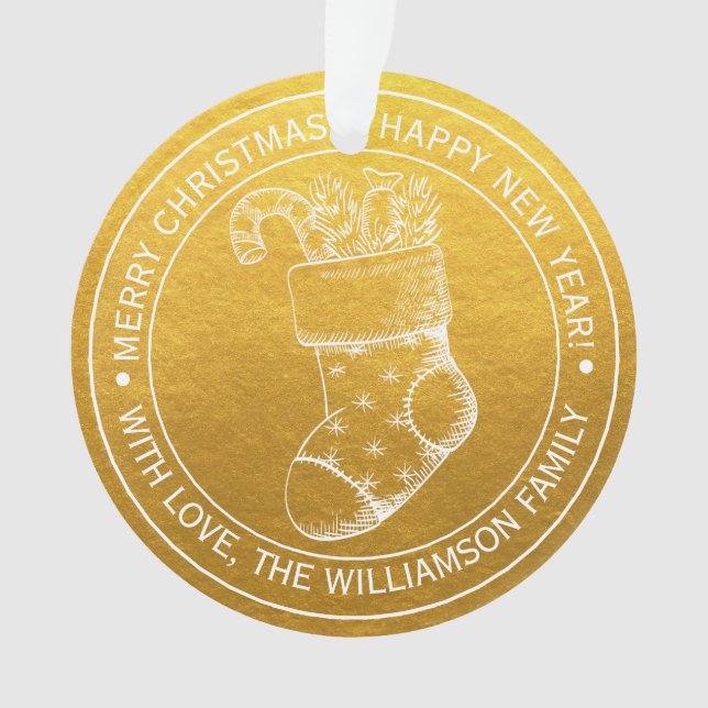 Adorno Vintage Christmas Stocking Holiday Wiers Gold (Anverso)