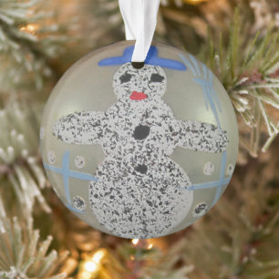 Adorno Vintage Glass Navidades Ball Snowman Hand Pintado