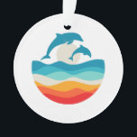 Adorno Vintage Retro Summer Time Beach Dolphin<br><div class="desc">Vintage Retro Summer Time Beach Dolphin</div>