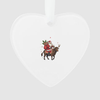 Adorno Vintage Santa Riding Highland Cow Christmas Vector