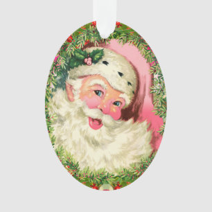 Adorno Vintage Santa rosado
