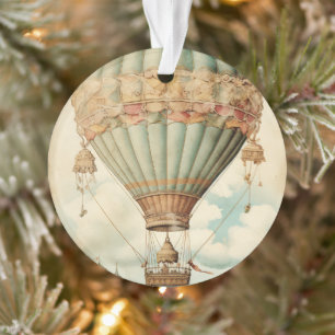 Adorno Vintage Steampunk Blue Hot Air Balloon