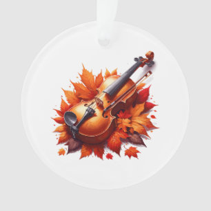 Adorno Violín en la cama de hojas