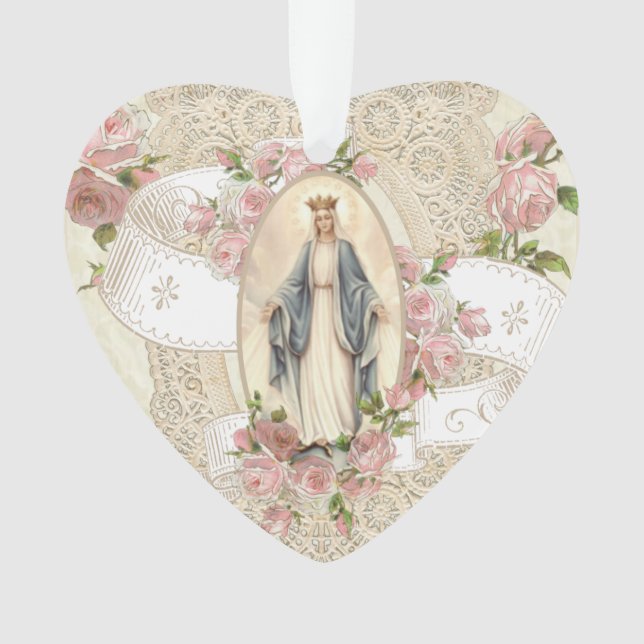 Adorno Virgen María Rosas de cosecha religiosa (Anverso)