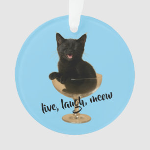 Adorno Vive, ríe, miau - Gato Divertido de Navidad