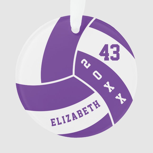 Adorno Voleibol púrpura y blanco 4 | Nombre DIY (Anverso)