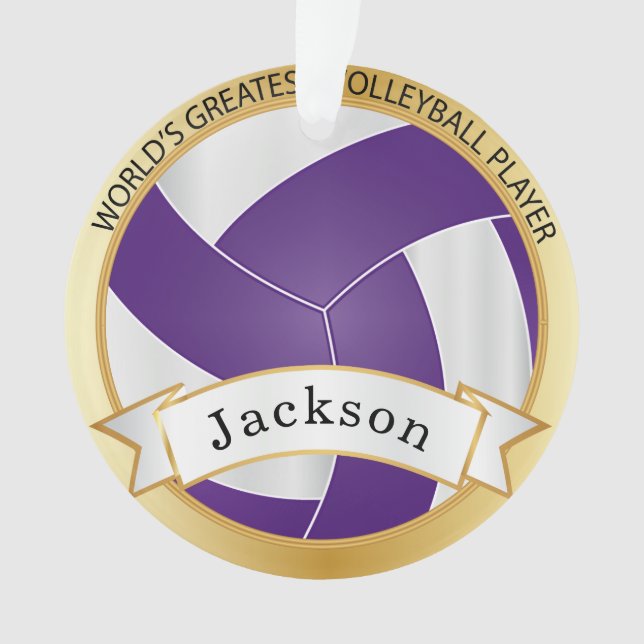 Adorno Voleibol púrpura y blanco 5| Nombre DIY (Anverso)