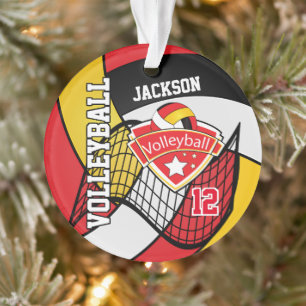 Adorno Voleibol rojo, negro, blanco y dorado 🏐 2