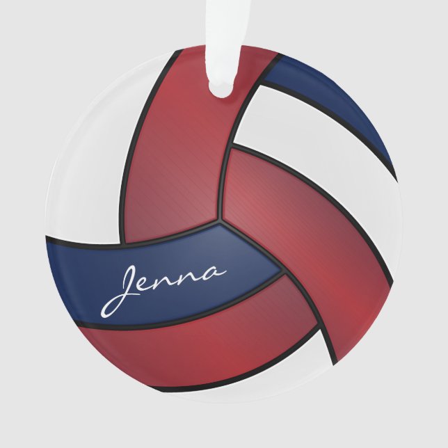 Adorno Voleibol rojo oscuro, azul y blanco | DIY Textos (Anverso)