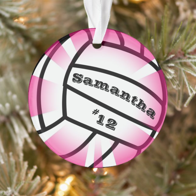 Adorno Voleibol rosa con Navidades de nombres y números (Árbol)