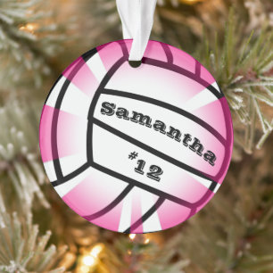 Adorno Volleyball Rosa con Nombre y Número Navidad