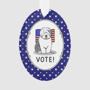 Adorno ¡Votar! El viejo perro pastor inglés Gray 1 Cuelme