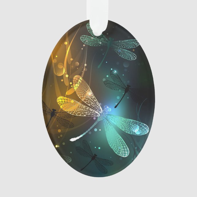 Adorno Vuelo de libélula luminosa verde (Anverso)
