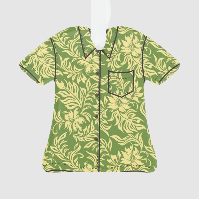 Adorno Waikiki Hibiscus Hawaiian Pareau Flora Aloha Shirt (Anverso)
