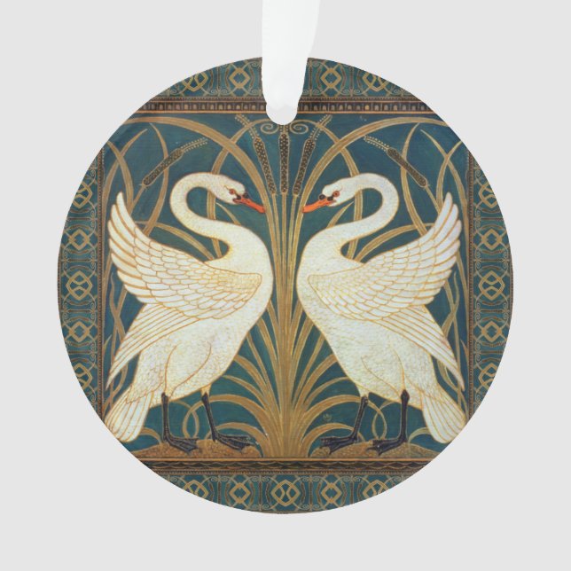 Adorno Walter Crane Swan, Rush E Iris Art Nouveau (Anverso)