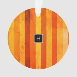 Adorno Warm Weathered Naranja Tiras Rojas Monograma