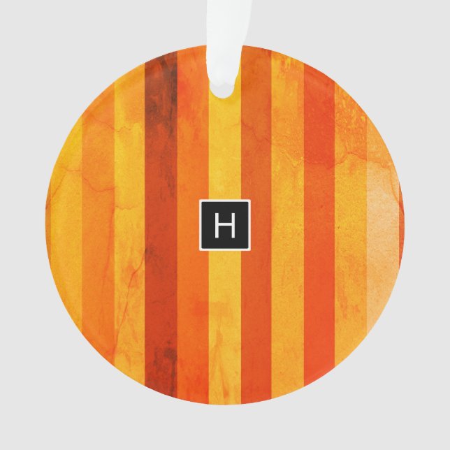 Adorno Warm Weathered Naranja Tiras Rojas Monograma (Anverso)