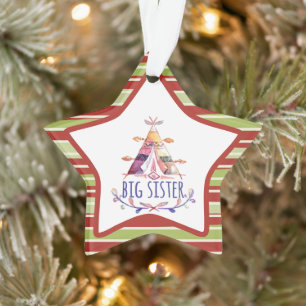 Adorno Watercolor Boho Teepee Grandes Hermanas Navidades