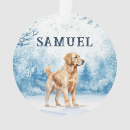 Adorno Watercolor Golden Retriever Winter Scene Christmas