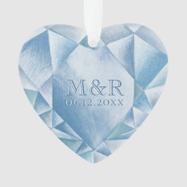 Adorno Watercolor Heart Diamond 60° Aniversario del Matri