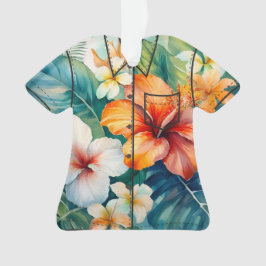 Adorno Watercolor Jardín Hawaiano Tropical Hibiscus