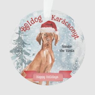 Adorno Watercolor Santa Vizsla Boldog Karácsonyt