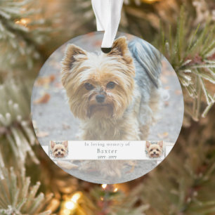 Adorno Watercolor Yorkie y Floral Wreath Memorial