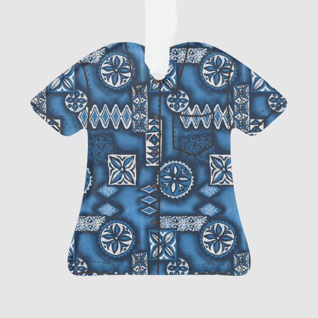 Adorno Wave Warrior Primitive hawaiano Tapa Aloha Shirt (Anverso)