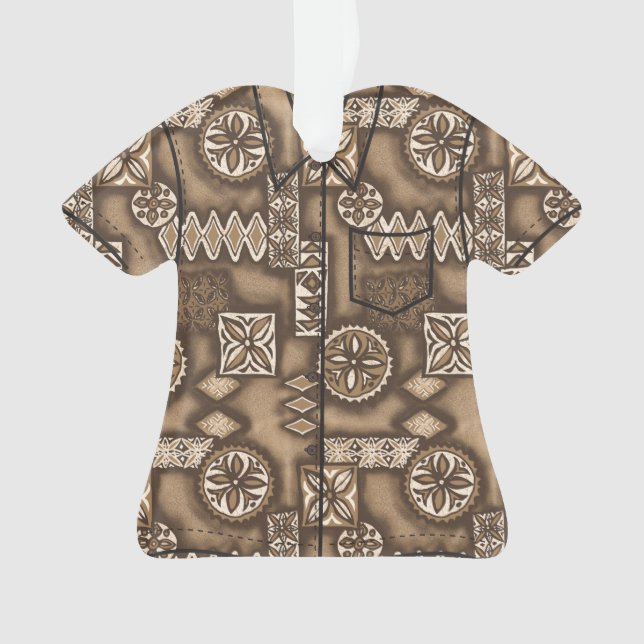 Adorno Wave Warrior Primitive hawaiano Tapa Aloha Shirt (Anverso)