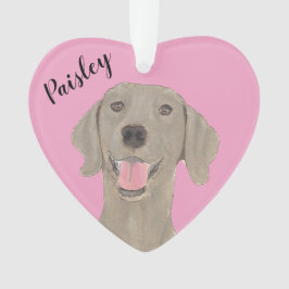 Adorno Weimaraner de Corazón Rosa Personalizado