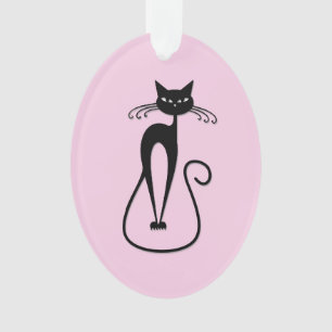 Adorno Whimsical Skinny Black Cat Rosa