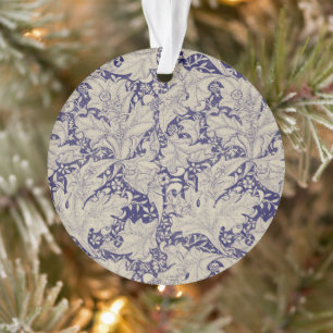Adorno William Morris Wallflower damasco azul floral