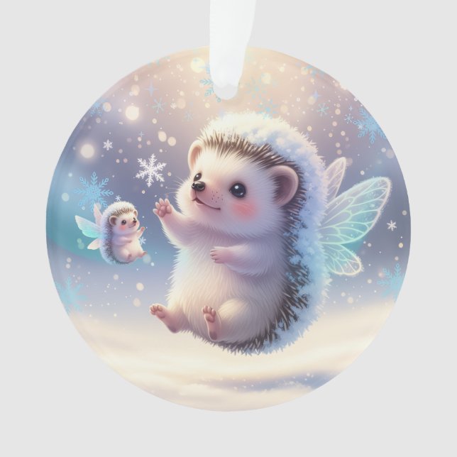 Adorno Winter Fairy Hedgehogs  – Cute Snowflake  (Anverso)