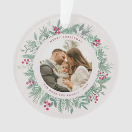 Adorno Winter Greenery Christmas Photo Wreath Ornament