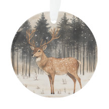 Winter Majesty Stag Winter Scene Acrylic