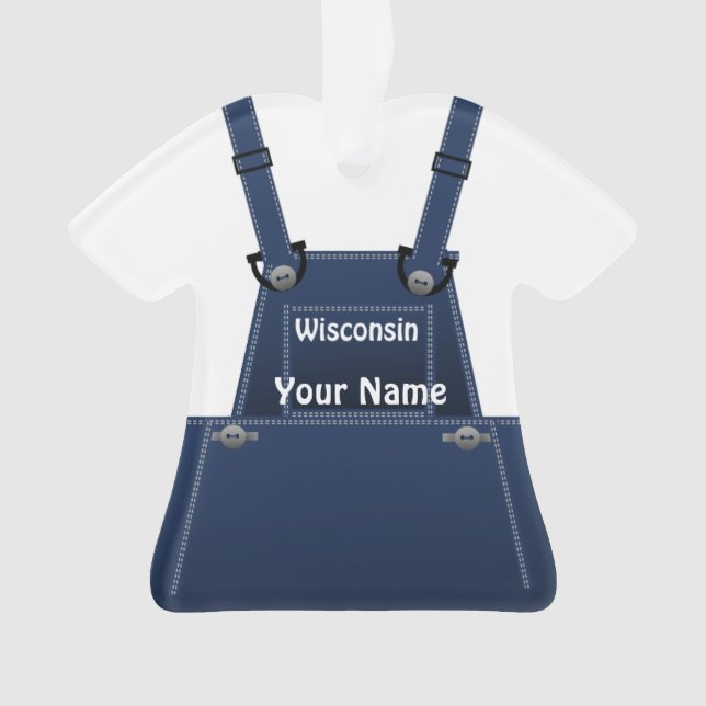 Adorno Wisconsin Farmer Bib Overalls Navidades (Anverso)