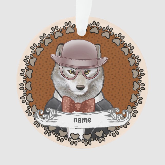 Adorno Wolf Wearing Glasses (Anverso)