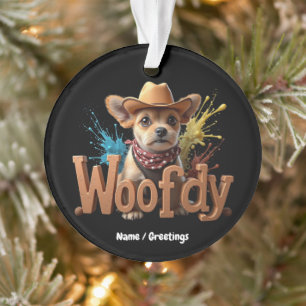 Adorno Woofdy divertido vaquero perro en Texas