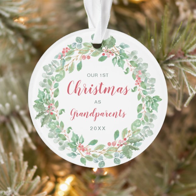 Adorno Wreath Photo Our First Christmas as Grandparent (Árbol)