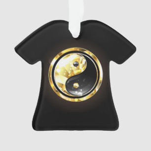 Adorno Yin Yang dorado en negro