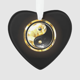 Adorno Yin Yang dorado en negro