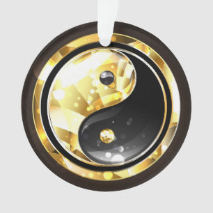 Adorno Yin Yang dorado en negro