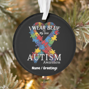 Adorno Yo uso azul para mi hijo autismo apoyo a la concie