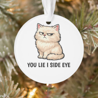 Adorno You Lie I Side Eye Fluffy Cream Cat Quote