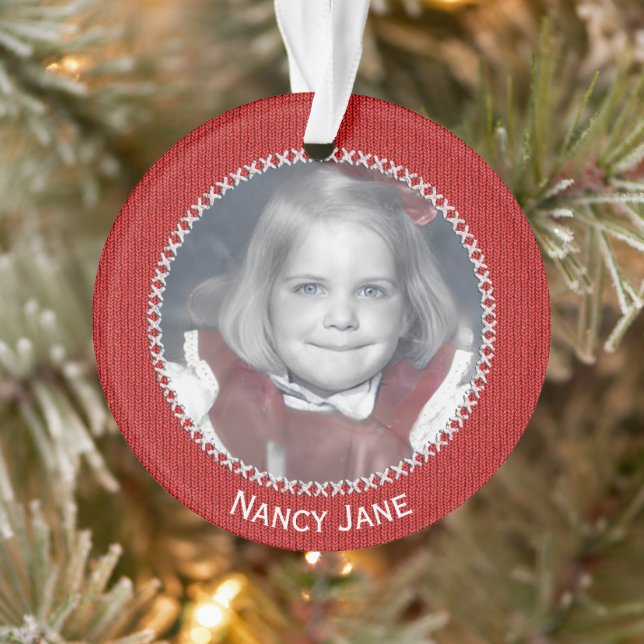 Adorno Your Photo Red Knit Pattern Picture Frame (Árbol)